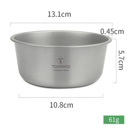 TOMSHOO 500ml Titanium Bowl Stackable Camping Bowl for Camping Hiking Travel