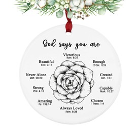 God Says You Are Ceramic Ornament, Christian Keepsake, Christian Gifts, Funny Christmas Gift, Bible Verse Ornaments, Birthday Gifts for Her Him, Holiday Gifts, Perfect Gift for Christmas Tree