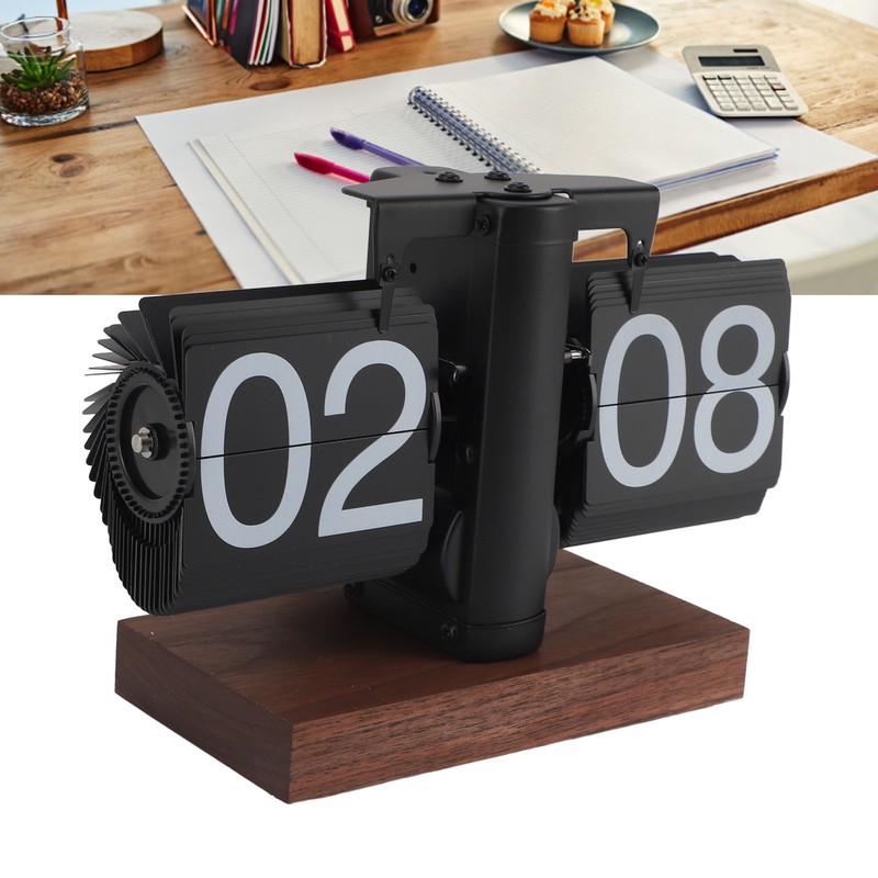 Flip Desk Clock Vintage 24 Hours Anti Slip Base Rotary