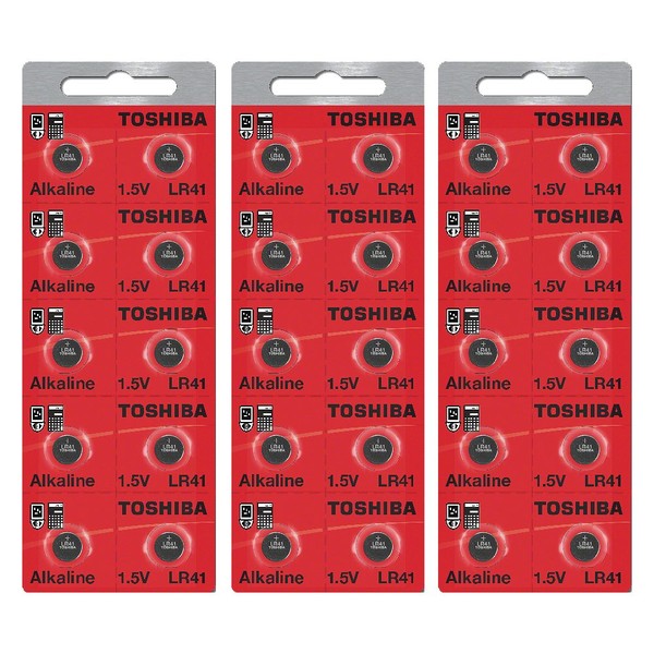 Toshiba LR41 Battery 3V Battery 1.5V Alkaline (30 Batteries)