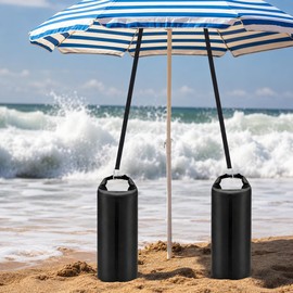 Hokoad 2 Pack Summer Beach Umbrella Sand Bags 500D PVC Beach Umbrella Weight Sand Anchor Bag, Fillable Sun Umbrella Sand Anchor Bags Canopy Tent Sandbags for Outdoor High Wind Resistant, 10L/25LB