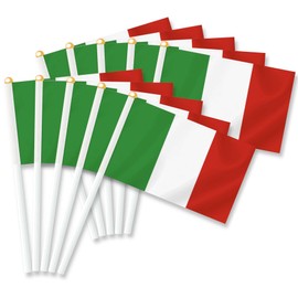 25 PCS Italy Handheld Small Flag,Italian Italiano Hand held Mini Decor Decoration Banner