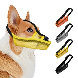 JOYPAWS Soft Dog Muzzle for Small Medium Large Dogs Long Snout Breathable Air Mesh Drinkable Pet Muzzle to Prevent Biting Chewing with Adjustable Straps Anti-Barking Licking (Yellow, M)