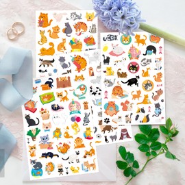 Cute Cat Stickers Kitty Decal Sticker 685 Counts Party Gifts Goodie Bags Decor School Reward Animal Birthday Party Favors Vinyl Waterproof Cat Water Bottle Laptop Stickers Invitation Decor