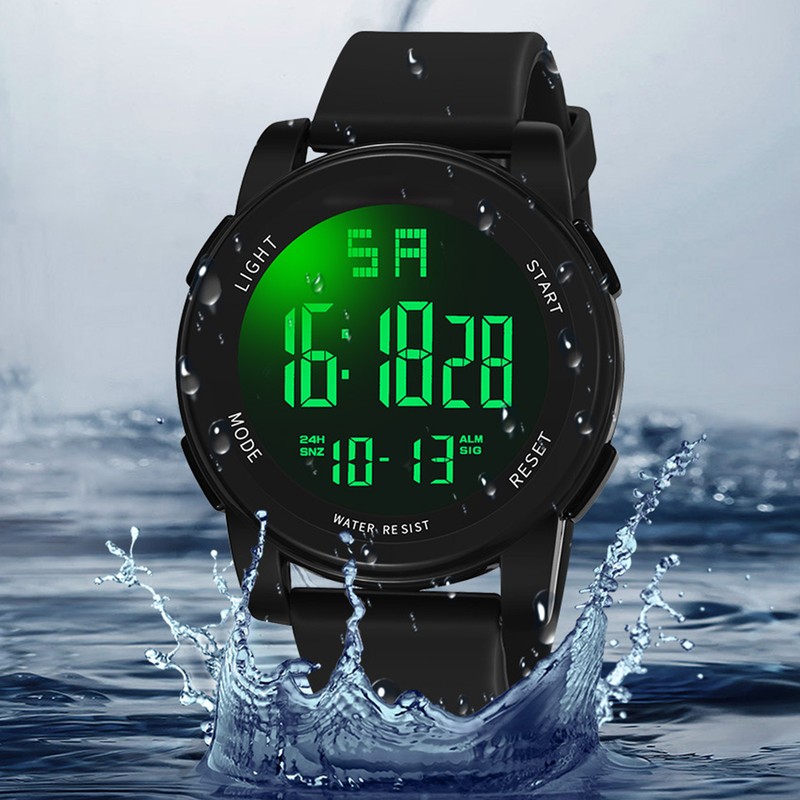 Digital Sports Watch Glass Waterproof Luminous Backlight Digital Watch with