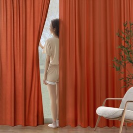 MIULEE Burnt Orange Privacy Sheer Curtains That Let Light in 63 Inches Long Non-See-Through Semi Sheer Curtain Light Filtering Window Curtains Drapes for Living Room Bedroom 2 Panels Set Terracotta