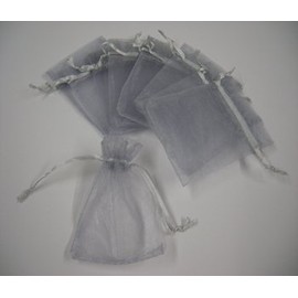 10 pack Silver Organza Gift and Favour Bags 7cm x 9cm