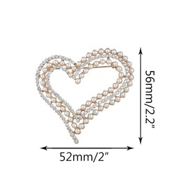 Pearl Rhinestone Heart Shaped Brooch Pin Stylish Brooch for Dress Hat Shawl Scarf Decorations Ornaments