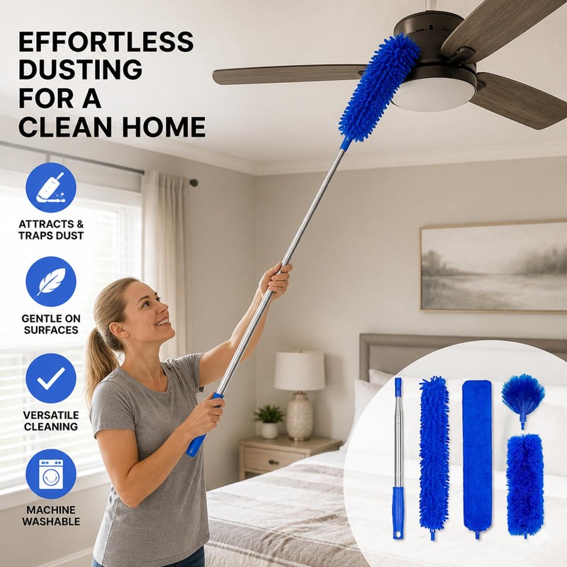 Deep Cleaning Kit - Extendable Duster - Cobweb Duster -Gloves