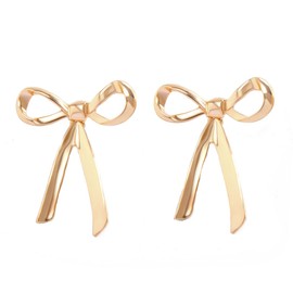 Gold Silver Bow Coquette Earrings for Women Sparkly Cute Ribbon Drop Dangle Fashion Jewelry Gift