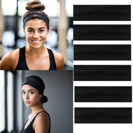 6PCS Headbands for Women Non Slip - Fashion Elastic Sports Hair Bands for Women’s Hair - Soft Cotton Cloth Stretchy Headbands for Girls for Yoga Workout Exercise Running Sports