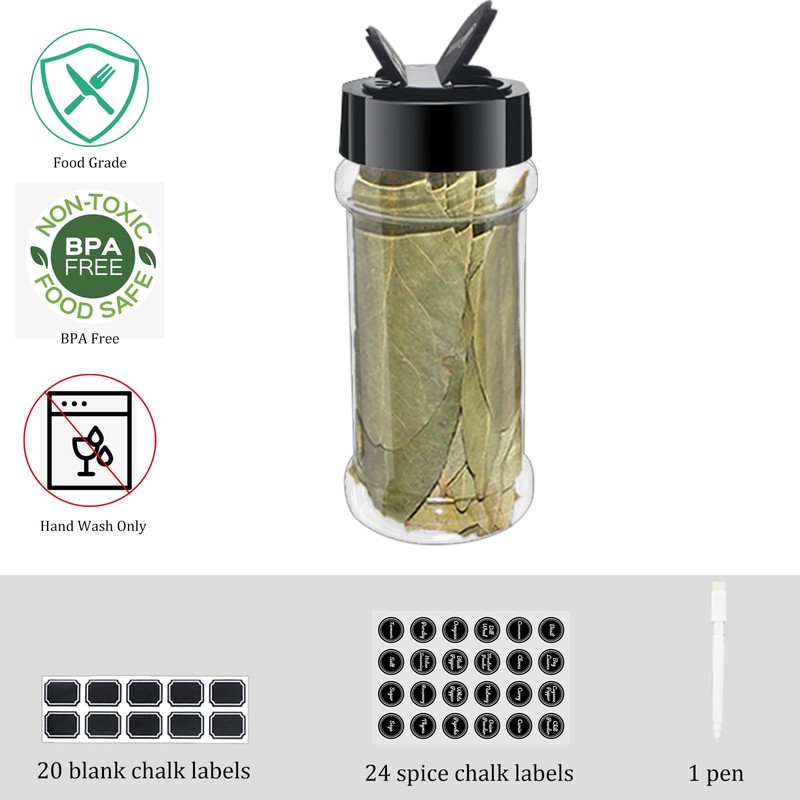 suituts 3 oz 24 Pack Clear Plastic Spice jars With