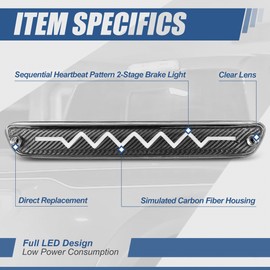 Auto Dynasty Carbon Fiber Look Sequential Heartbeat LED Third Tail Brake Light Compatible with Colorado Canyon/Isuzu I-Series 04-12