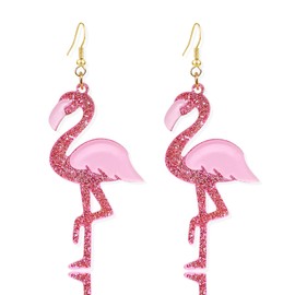 T-ztoss Flamingo Earrings for Women Cute Pink Flamingo Dangle Drop Earrings Lightweight Acrylic Animal Hook Statement Dangling Earrings Christmas Valentine's Day (flamingo-2)