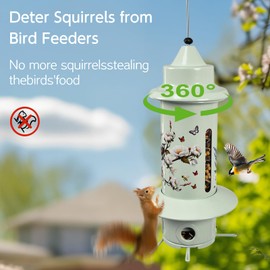 Squirrel Proof Bird Feeder, Long Lasting Bird Feeders for Outdoors, Reliable and Rust Resistant Metal Station for Prevents Squirrels from Stealing Food,5LB Large Capacity,Green