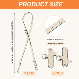 PATIKIL Leather Shoulder Strap, Adjustable Purse Straps Replacement Kit with Clasp for Crossbody Handbag Mini Tote Bag, Cream White