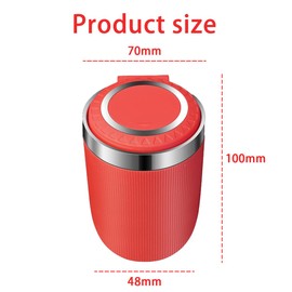 CGEAMDY Mini Car Ashtray, Mini Car Ashtray with LED Light, Stainless Steel Car Ashtray with Blue LED Light Lid, Portable Travel Ashtray with Blue LED Light Lid (Red)