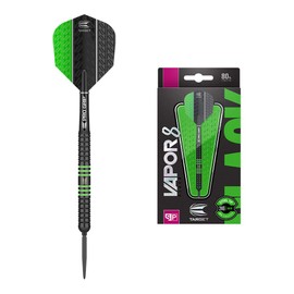 Target Darts Vapor 8 Black Green 22G 80% Tungsten Swiss Point Steel Tip Darts Set