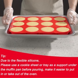 Redfly 3 Pack Silicone Muffin Pan & Cupcake Pans for Baking - 12 Cup Regular Size BPA Free Egg Bites Molds