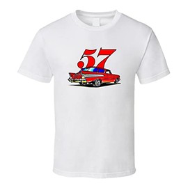57 Chevy Nomad Wagon Hot Rod Musclecar Gift T Shirt XL White