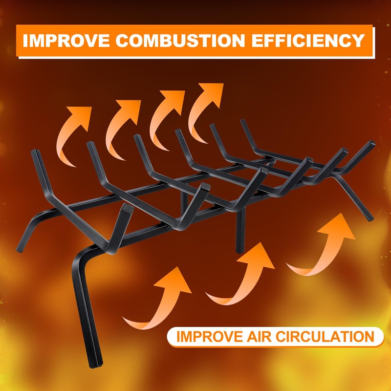 Luoieo Fireplace Grate,Fireplace Log Holder,27 inch Heavy Duty Solid Cast