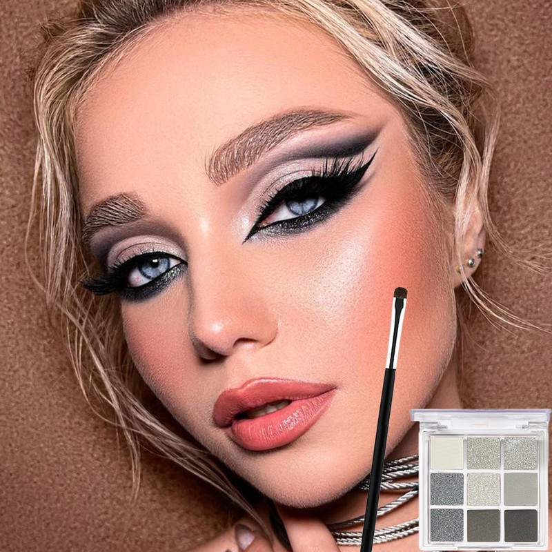Black Eyeshadow Palette, Smokey Silver Glitter Gothic Eye Shadows Palettes