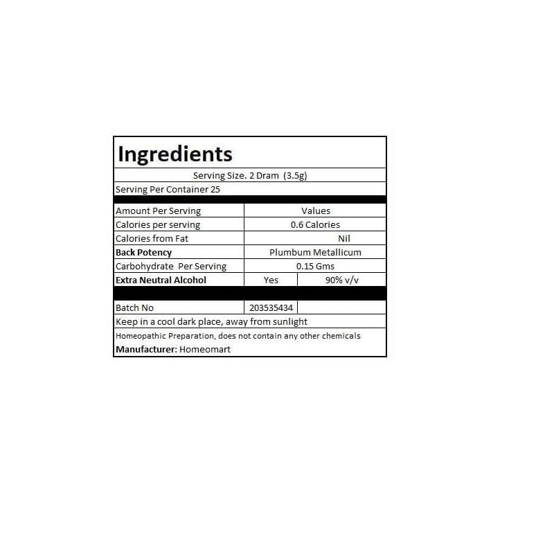 Homeomart.com Plumbum Metallicum Homeopathy Pellets (Pills) in 1M Potency, Pack