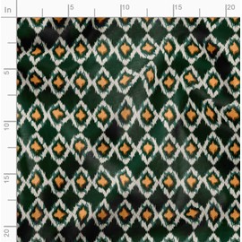 Soimoi Premium Cotton Cambric Fabric, Ikat Print - Green, Medium Weight Material for Quilting, Curtains, Cushion Covers, Table Linen, Soft Furnishing - 56" Inch Wide, 1 Meter