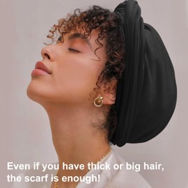 DRESHOW Hair Wrap for Women Soft Stretch Jersey Head Scarf Breathable Lightweight Turban Solid Color