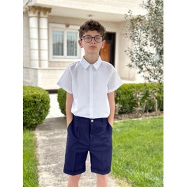 LOLANTA Uniform Shorts for Big Boys Navy Shorts Dress Shorts Summer Clothes Navy Shorts (Navy, 11-12 Years)