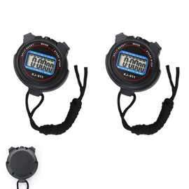 Phyxiul Stopwatch 2pcs Sports Large Split Screen Timer Alarm Clock Intermittent Training Timer Outdoor Particle Stopwatch Countdown Rainproof Type Countdown Timer with Strap (2)
