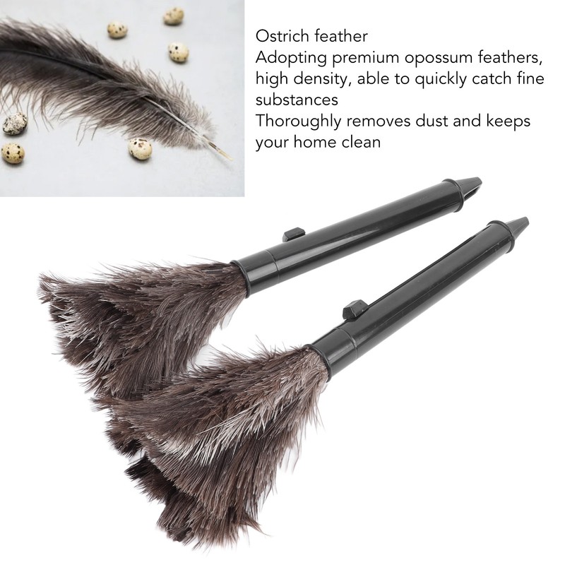 2Pcs Retractable Feather Duster Ostrich Feathers Duster with Long Handle