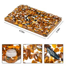 Vinsiora Soap Holder Modern Resin Decorative Tray for Bathroom Shower Multiuse Design 4.72x3.14x0.7 inches (Tiger Eye Soap Rack)