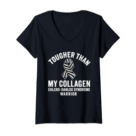 Womens Tougher Than My Collagen Ehlers-Danlos Syndrome Warrior V-Neck T-Shirt