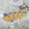 Yellow Grass Flower Swirl Handmade Nail Tips - Short Oval