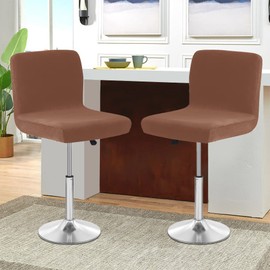 SONNACH - Fundas para taburetes de bar, fundas de terciopelo con espalda, fundas para taburetes cortos (2, café)