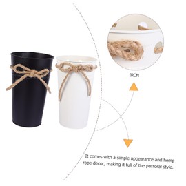 GANAZONO 2pcs Vintage Iron Flower Buckets Pastoral Style Decorative Containers for Dried Flowers Rustic Arrangement Pots for Home Decor