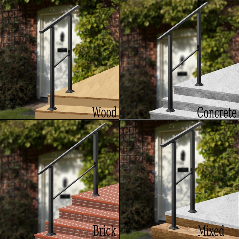 Auxdee Handrails for Outdoor Steps, 1 to 2 Step Heavy