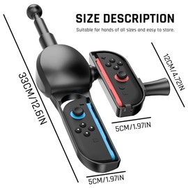 FUNDIARY Black Fishing Rod for Switch 2 Joycon, Comfortable Fishing Games Accessories Kit Compatible with Legendary Fishing, Bass Pro Shops: The Strike & Fishing Star World Tour, Ideal Gifts for Boys