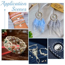 PH PandaHall 0.5 mm Waxed Cord, 116 Yards/106 m White Waxed Polyester Cord Thread Beading String Crafing Cord for Waist Beads Bracelet Necklaces Craft Jewellery Macrame Supplies