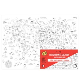 BAMMI Giant Colouring Poster The World of Animals 100 cm x 70 cm - Framed - High Quality Paper 150 g/m² - Made in France