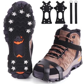 Rajvia Shoe spikes, shoe claws, crampons for mountain shoes, spikes for shoes, ice spikes, snow chains, shoes, with 11 stainless steel teeth spike for shoes winter (XL)