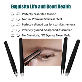 LUDOUPIER LUDOUPIER [4+1 Pieces] Tweezers Set with Travel Case, Great Precision Upgrade Professional Anti-rust Alloy Tweezers for Women & Men, Multi-purpose as Eyebrows Facial Hair Ingrown Hair Removal