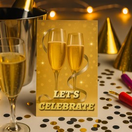 20-Pack Gold Champagne Party Invitation Cards | 300GSM Matte Double-Sided | Elegant for Adult Birthday, Wedding 50th-70th Celebrations (20 PCS)