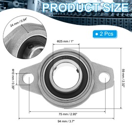PATIKIL Pillow Block Bearing 1" / 25mm Bore, 2 Pcs Zinc Alloy Steel Mounted Flange Pillow Block Self Alignment Insert Bearings Bore Ball Housing for Machinery Power Agriculture