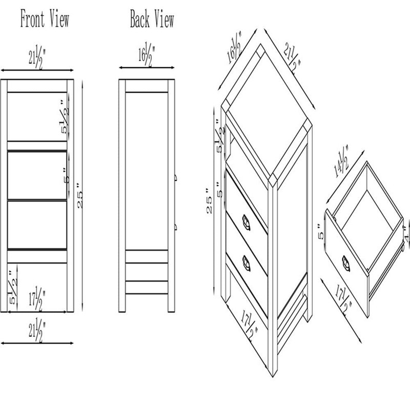 Arden 2-Drawer Wood Nightstand - Driftwood Gray, Rustic Finish with