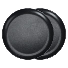 Herogo Pizza Tray, Set of 2, Diameter 30 cm, Round Stainless Steel Pizza Mould with Non-Stick Coating, Black Baking Tray, Oven Tray for Baking, Healthy and Durable, Even Heat and Easy Cleaning