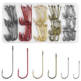 Aberdeen Fishing Hooks Set, Classic Aberdeen Hooks, Long Shaft Hooks, Lightweight Wire Fishing Hooks, Fishing Bait Hooks, Freshwater Fishing Accessories for Trout, Bass, Pike, Salmon, Zander