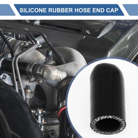 A ABSOPRO 1 Stück 50mm Länge 20mm/0,79" ID Schwarzer Autosilikon-Schlauch-Endkappe Silikon-Verstärkungskappe für Bypass-Rohr Universal