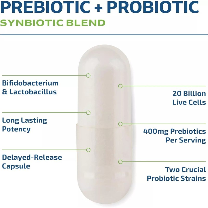 MAV Nutrition Probiotic & Prebiotic Capsules Pre Pro Biotics for